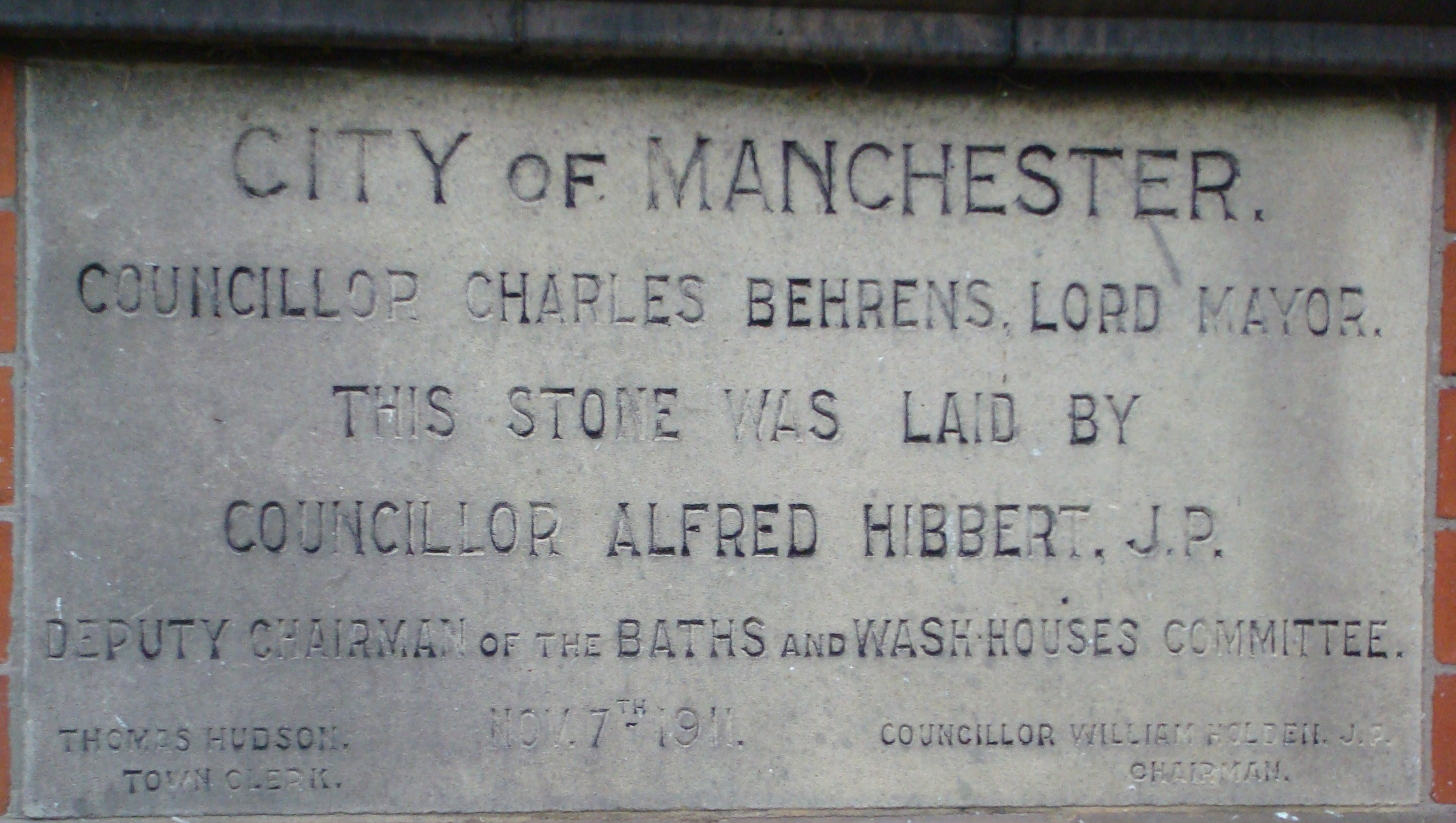 Foundation stone, Withington Baths