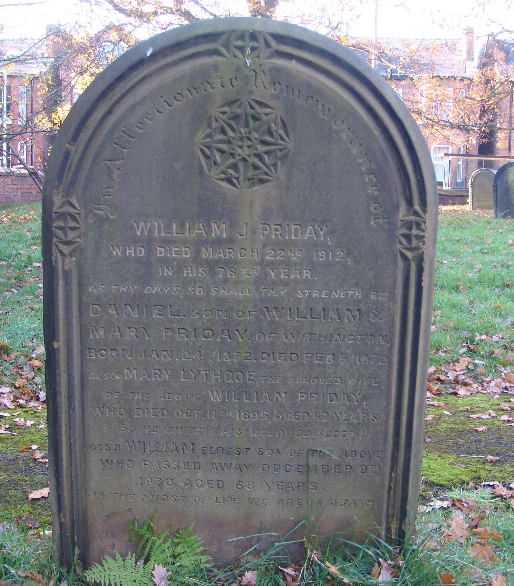 William Priday&#39;s grave, St Paul&#39;s, Withington